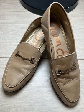 Sam Edelman Beige Leather Bit-Detail Loafers women’s size 8